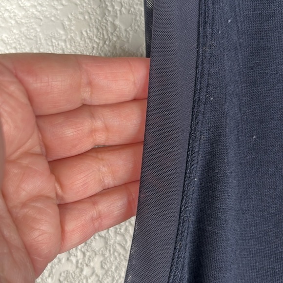 Athleta Navy Blue Sheer Trim Yoga Workout Athletic Tank Top Size Extra Large - Picture 3 of 6